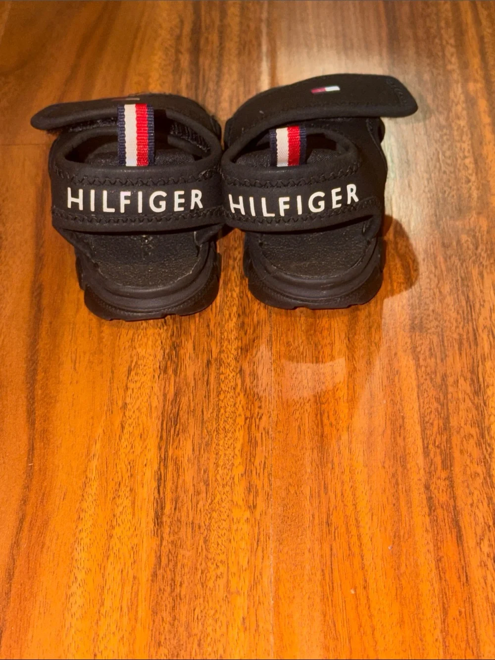 Tommy Hilfiger Black Toddler Sandals with Flag Tabs